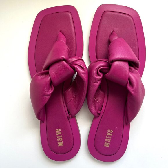 NWOT Anthropologie Maeve Puffy Knotted Sandals in Fuchsia | Size 8 - Picture 2 of 6